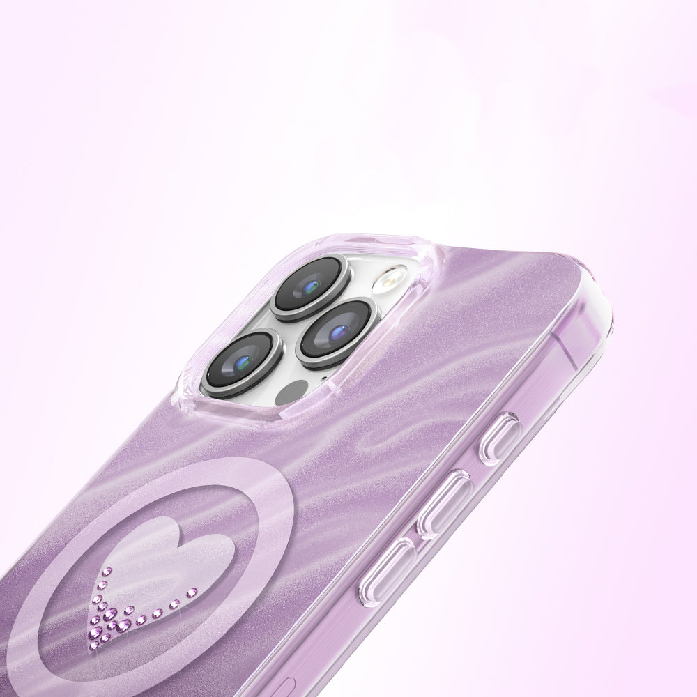 iPhone 16 Pro Max Kılıf M-Safe Şarj Özellikli Orijinal Swarovski Taşlı Zore Paris Rovix Sert PC Kılıf