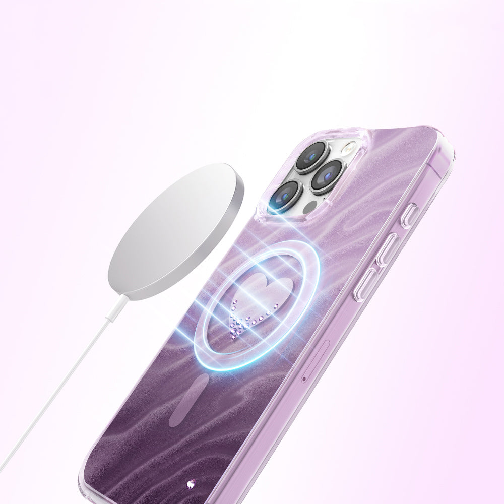 iPhone 16 Pro Max Kılıf M-Safe Şarj Özellikli Orijinal Swarovski Taşlı Zore Paris Rovix Sert PC Kılıf