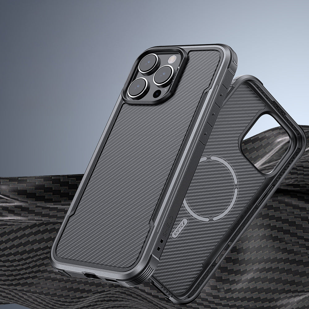 iPhone 16 Pro Max Kılıf M-safe Şarj Özellikli Airbagli Raptic Apex Serisi Karbon Fiber Tasarımlı Kılıf