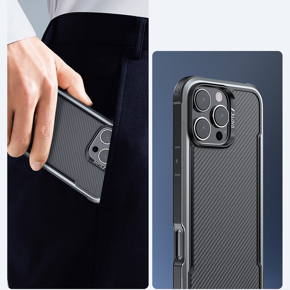 iPhone 16 Pro Max Kılıf M-safe Şarj Özellikli Airbagli Raptic Apex Serisi Karbon Fiber Tasarımlı Kılıf