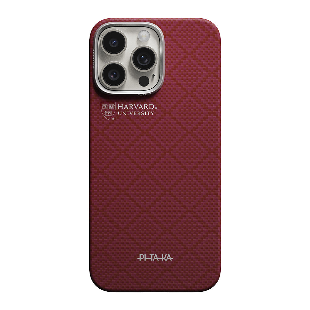 iPhone 16 Pro Max Kılıf M-safe Şarj Özellikli Aramid Karbon Fiber Pitaka Harvard University Serisi Kılıf
