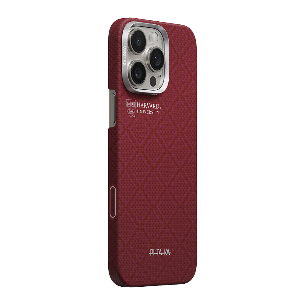 iPhone 16 Pro Max Kılıf M-safe Şarj Özellikli Aramid Karbon Fiber Pitaka Harvard University Serisi Kılıf
