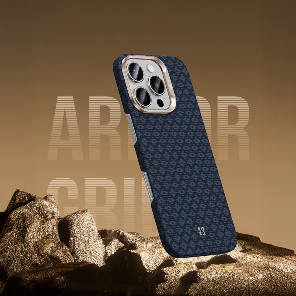 iPhone 16 Pro Max Kılıf M-Safe Şarj Özellikli Benks ArmorAir ArmorGrid Serisi Kevlar Karbon Kılıf