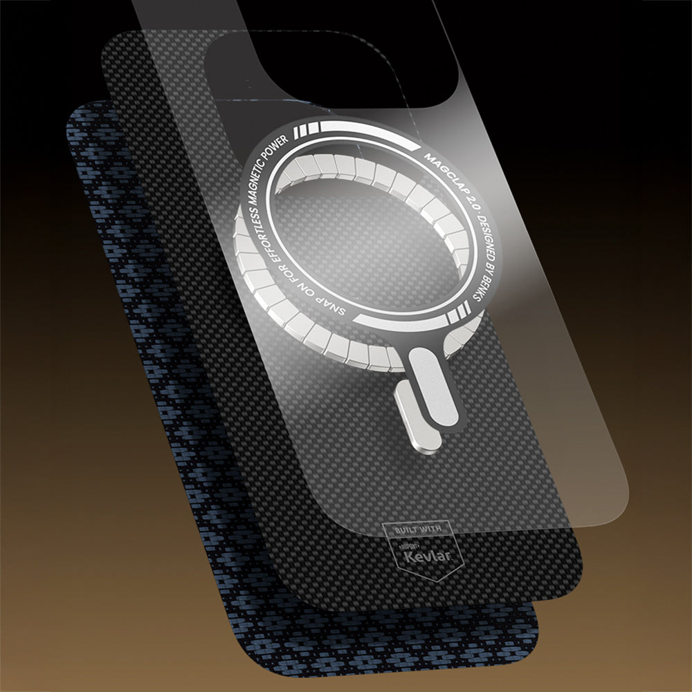 iPhone 16 Pro Max Kılıf M-Safe Şarj Özellikli Benks ArmorAir ArmorGrid Serisi Kevlar Karbon Kılıf