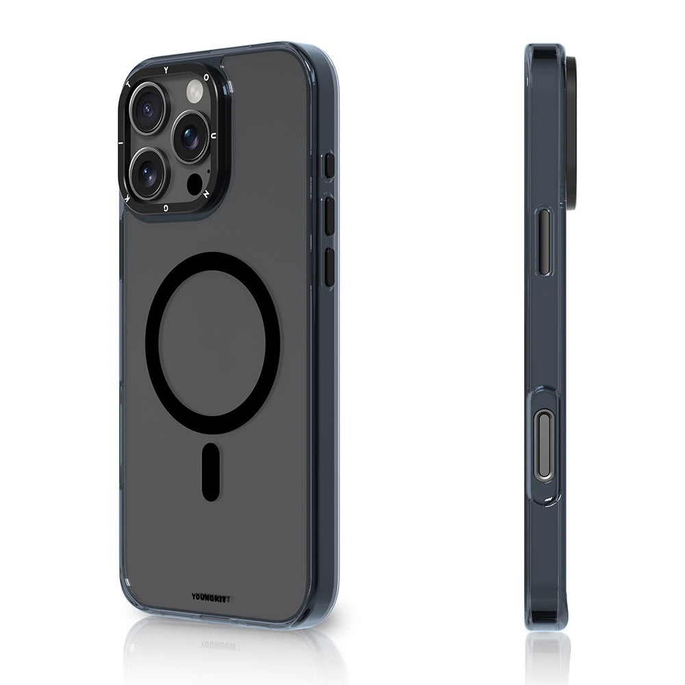 iPhone 16 Pro Max Kılıf M-safe Şarj Özellikli Cam Arka Yüzey TPU Youngkit Gemstone Clear Serisi Kılıf