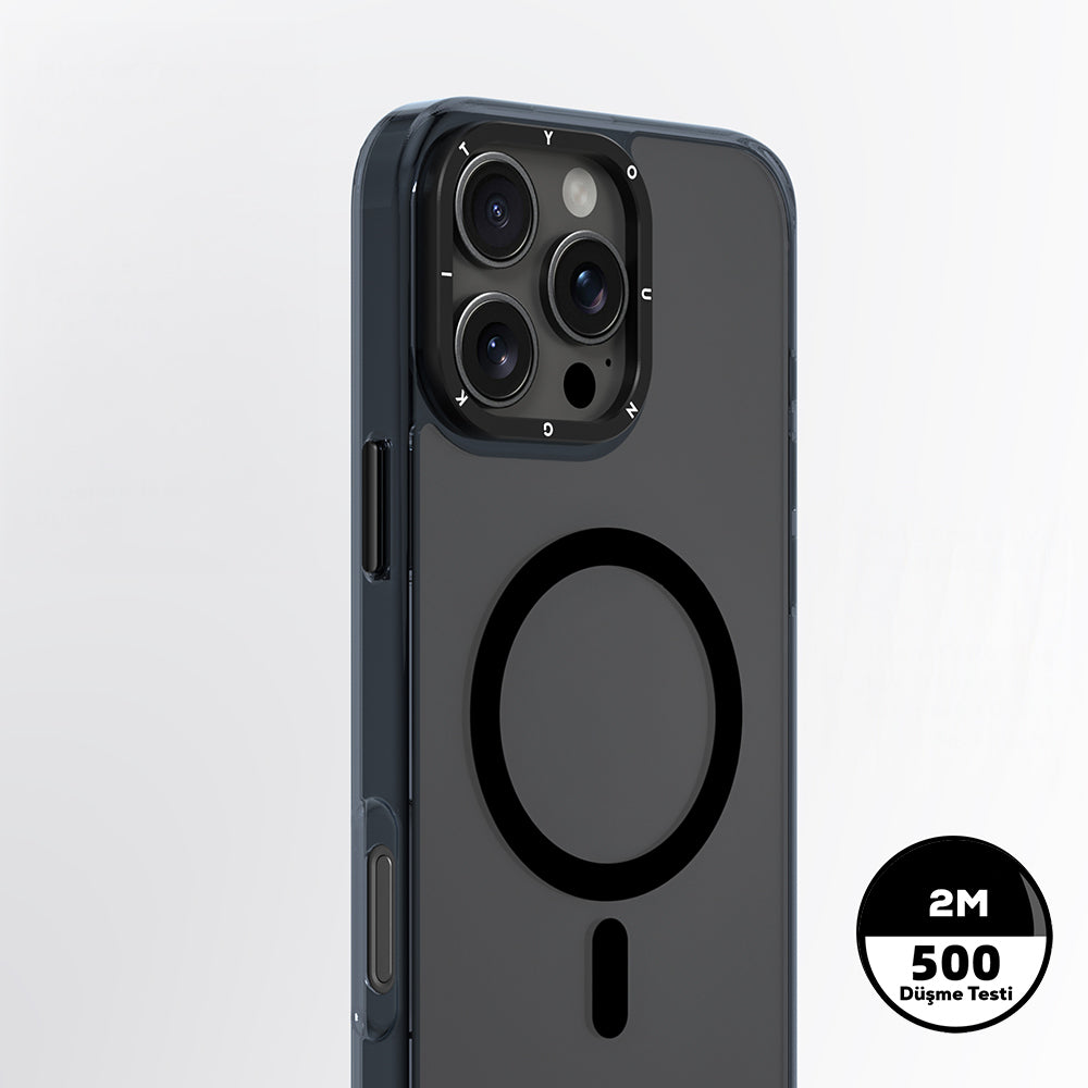 iPhone 16 Pro Max Kılıf M-safe Şarj Özellikli Cam Arka Yüzey TPU Youngkit Gemstone Clear Serisi Kılıf