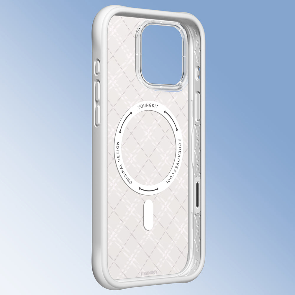 iPhone 16 Pro Max Kılıf M-safe Şarj Özellikli Youngkit Argyle Serisi Kılıf