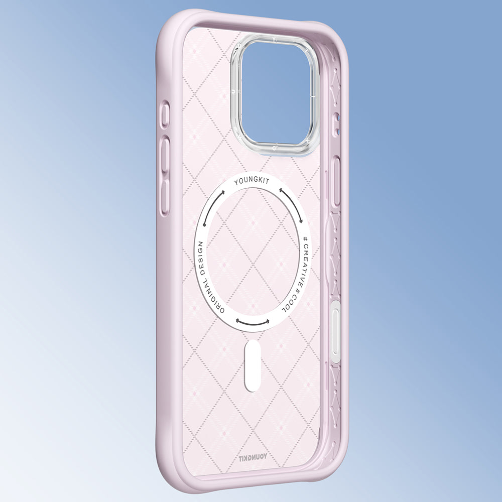 iPhone 16 Pro Max Kılıf M-safe Şarj Özellikli Youngkit Argyle Serisi Kılıf