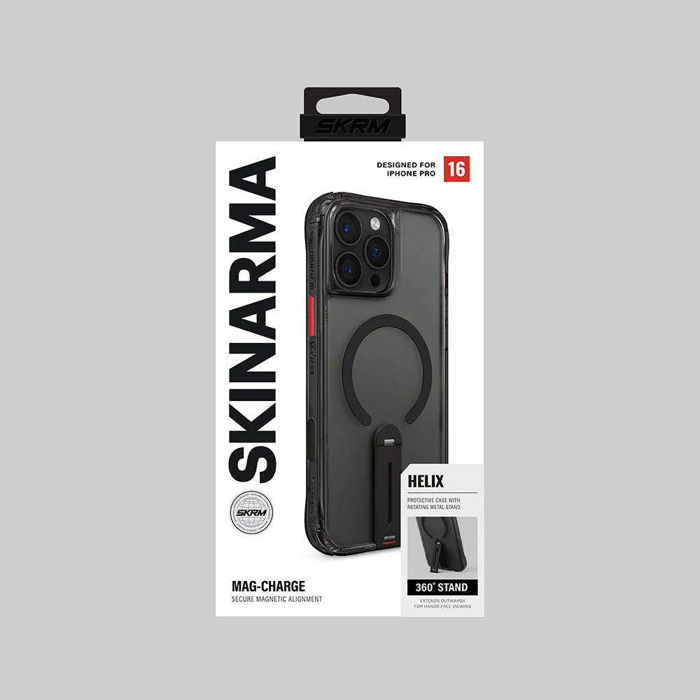 iPhone 16 Pro Max Kılıf M-safe Şarj Özellikli 360 Derece Dönebilen Standlı Skinarma Helix Kılıf