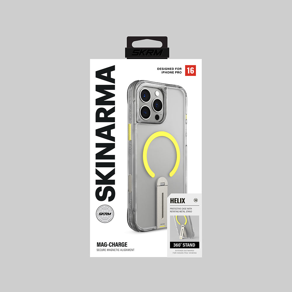 iPhone 16 Pro Max Kılıf M-safe Şarj Özellikli 360 Derece Dönebilen Standlı Skinarma Helix Kılıf