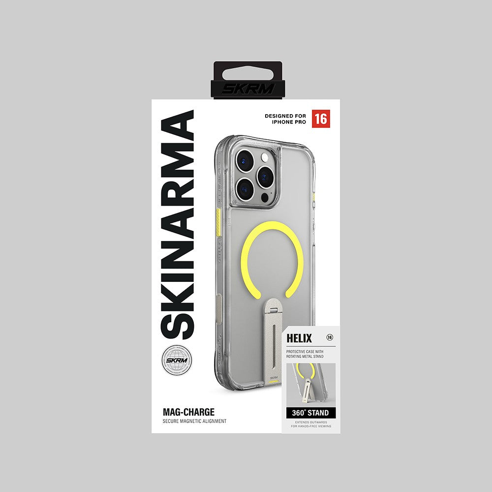 iPhone 16 Pro Max Kılıf M-safe Şarj Özellikli 360 Derece Dönebilen Standlı Skinarma Helix Kılıf