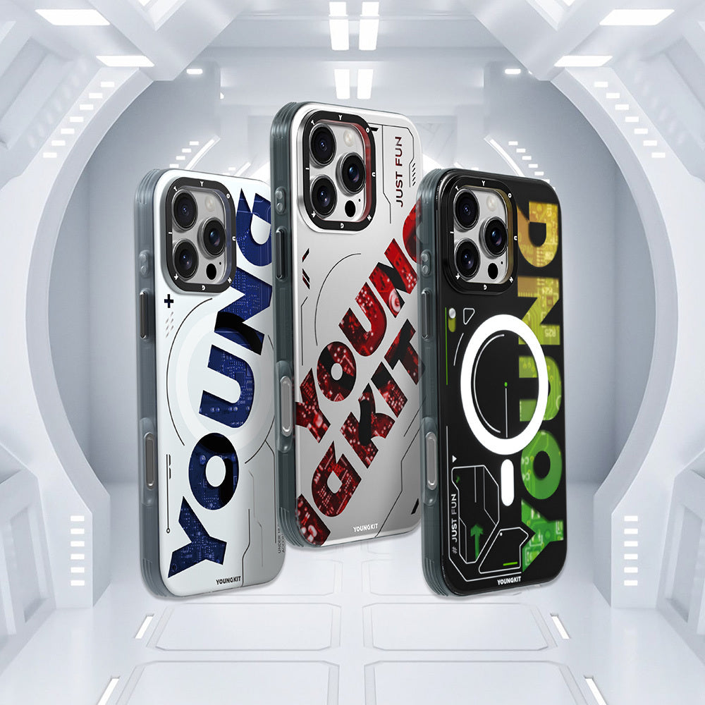 iPhone 16 Pro Max Kılıf M-safe Şarj Özellikli Airbagli Çift Katmanlı Youngkit Future Serisi Kılıf