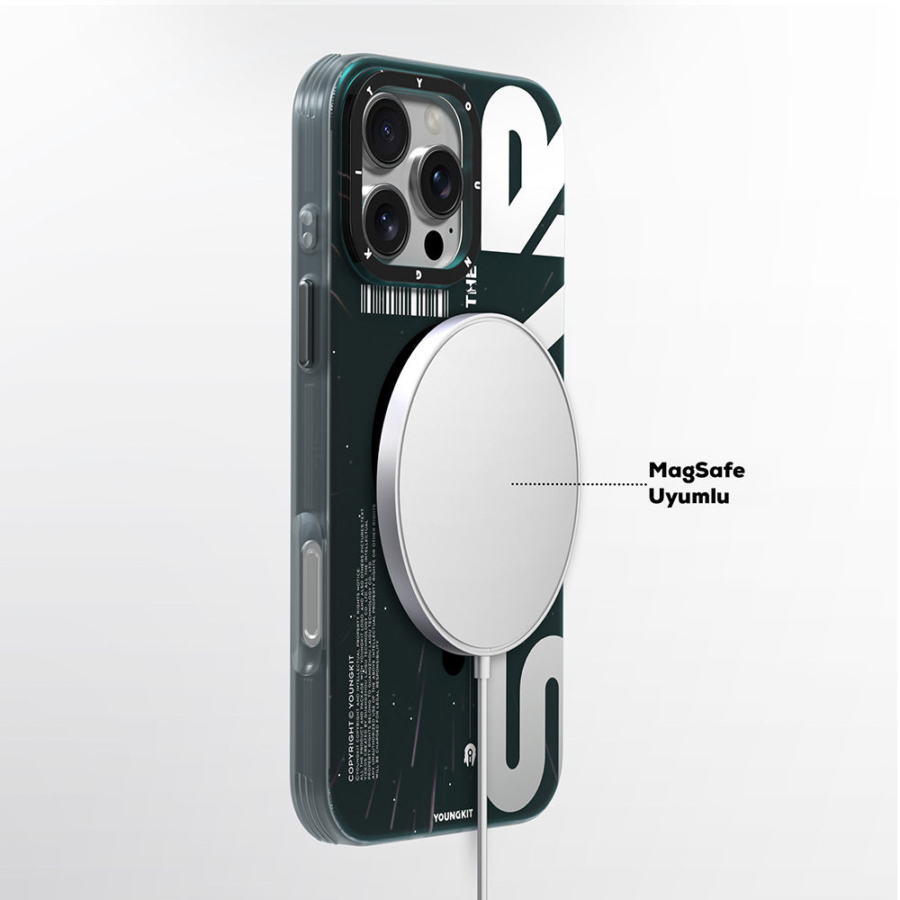 iPhone 16 Pro Max Kılıf M-safe Şarj Özellikli Airbagli Hologram Tasarımlı Youngkit Interstellar Serisi Kılıf