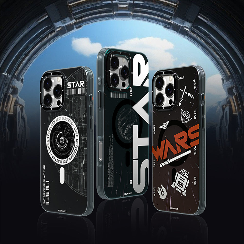 iPhone 16 Pro Max Kılıf M-safe Şarj Özellikli Airbagli Hologram Tasarımlı Youngkit Interstellar Serisi Kılıf