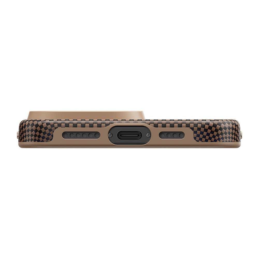 iPhone 16 Pro Max Kılıf M-safe Şarj Özellikli Aramid Karbon Fiber Pitaka Military-Grade Sunset-Moonrise Serisi Sunset Kılıf