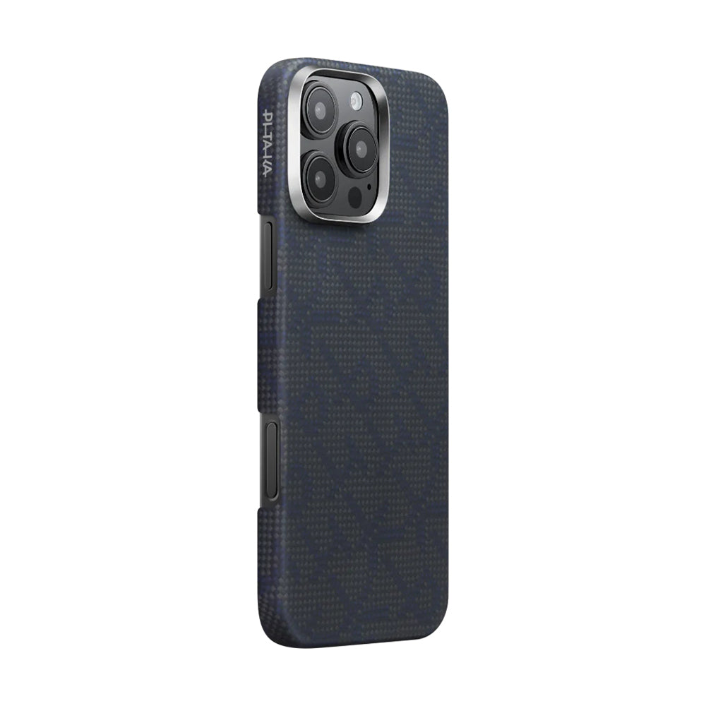 iPhone 16 Pro Max Kılıf M-safe Şarj Özellikli Aramid Karbon Fiber Pitaka Tactile Woven Monogram Serisi Kılıf
