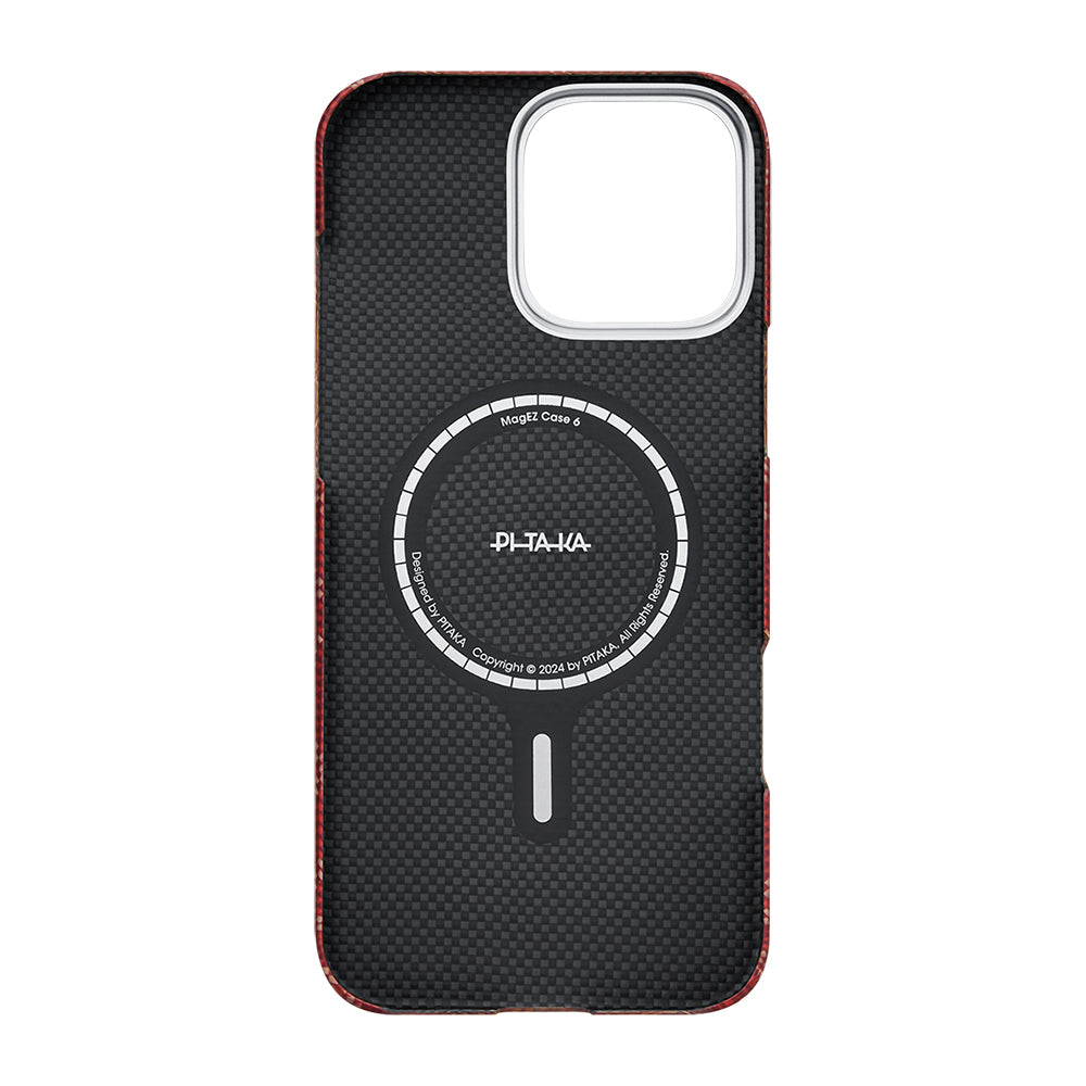 iPhone 16 Pro Max Kılıf M-safe Şarj Özellikli Aramid Karbon Fiber Pitaka Tactile Woven Monogram Serisi Kılıf