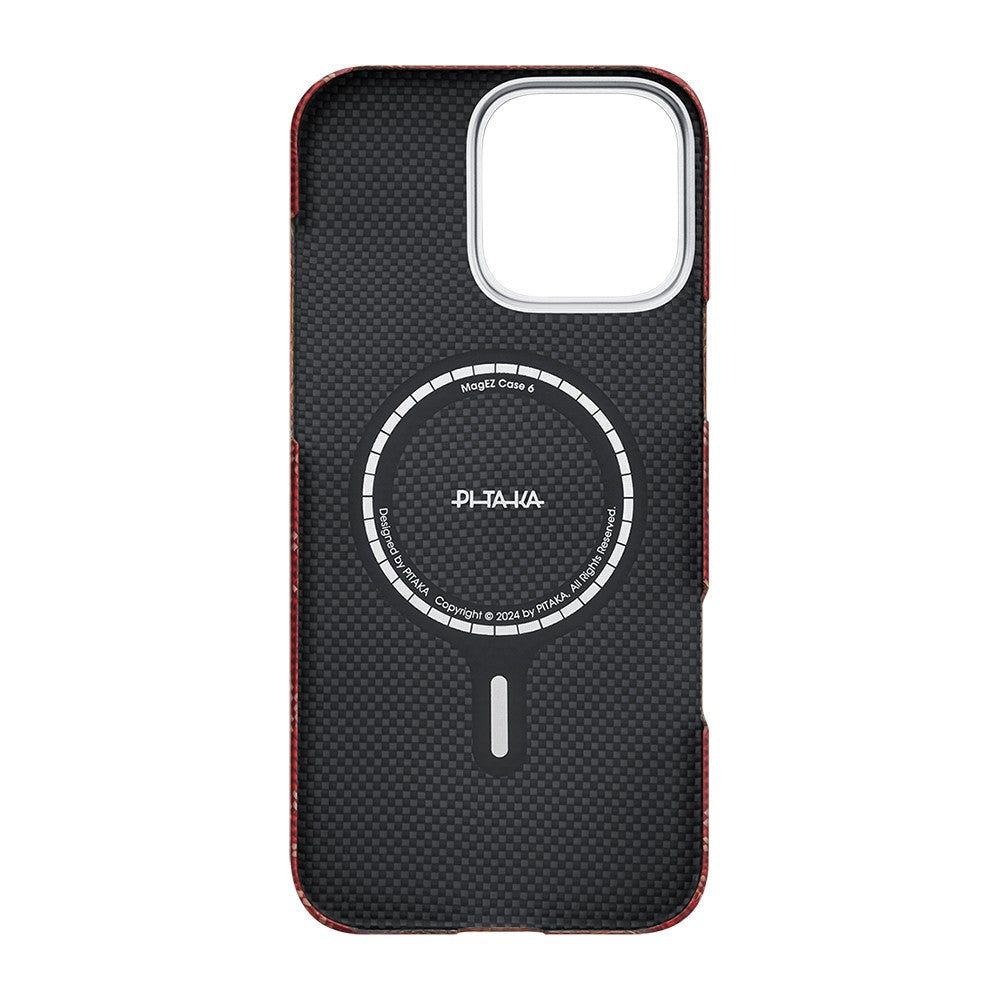iPhone 16 Pro Max Kılıf M-safe Şarj Özellikli Aramid Karbon Fiber Pitaka Tactile Woven Monogram Serisi Kılıf