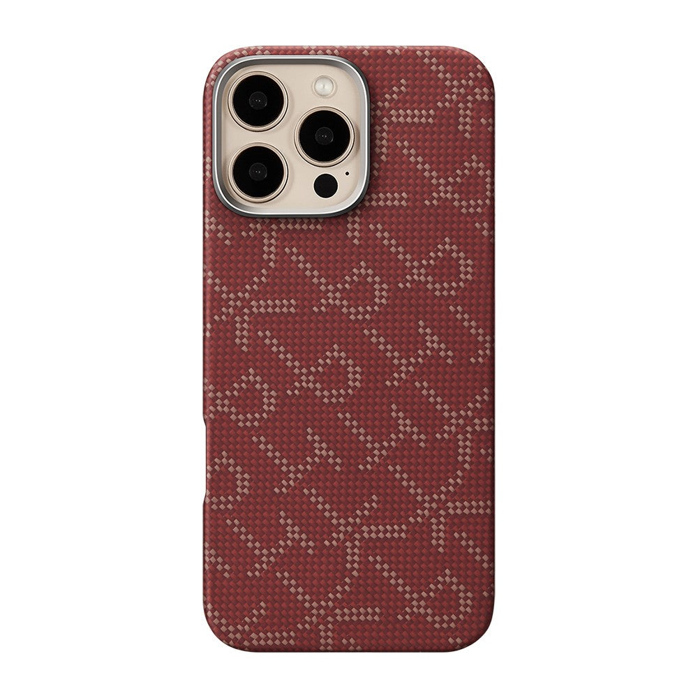 iPhone 16 Pro Max Kılıf M-safe Şarj Özellikli Aramid Karbon Fiber Pitaka Tactile Woven Monogram Serisi Kılıf
