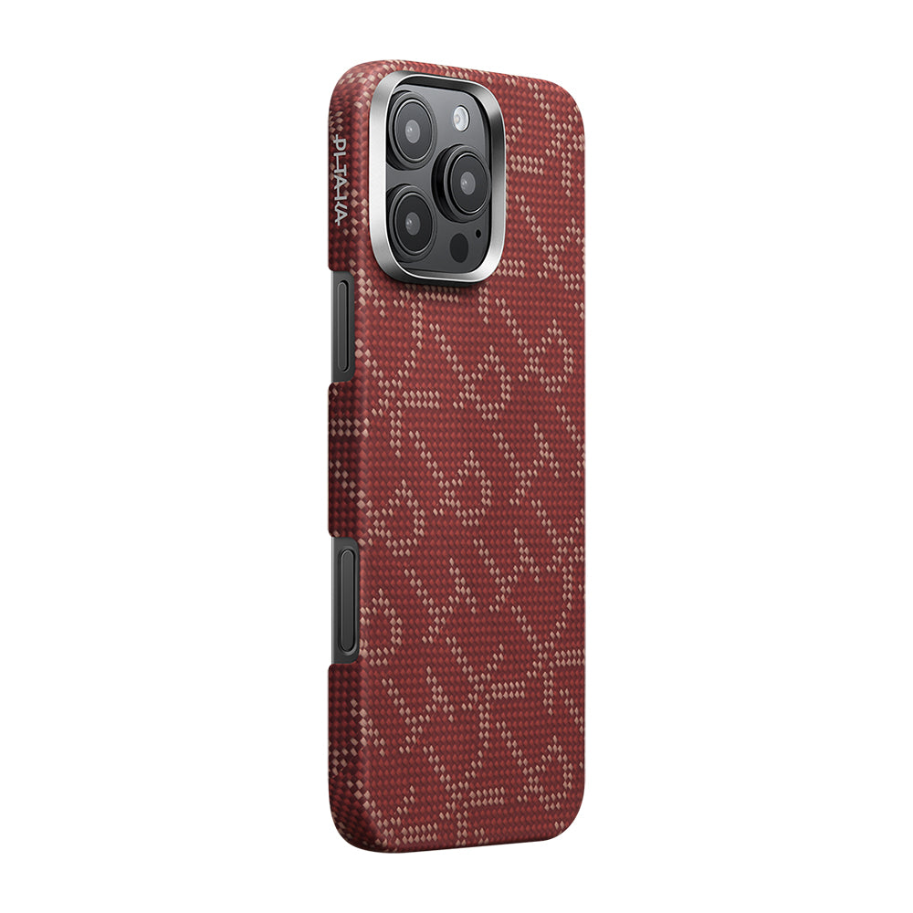 iPhone 16 Pro Max Kılıf M-safe Şarj Özellikli Aramid Fiber Pitaka Tactile Woven Monogram Serisi Kılıf