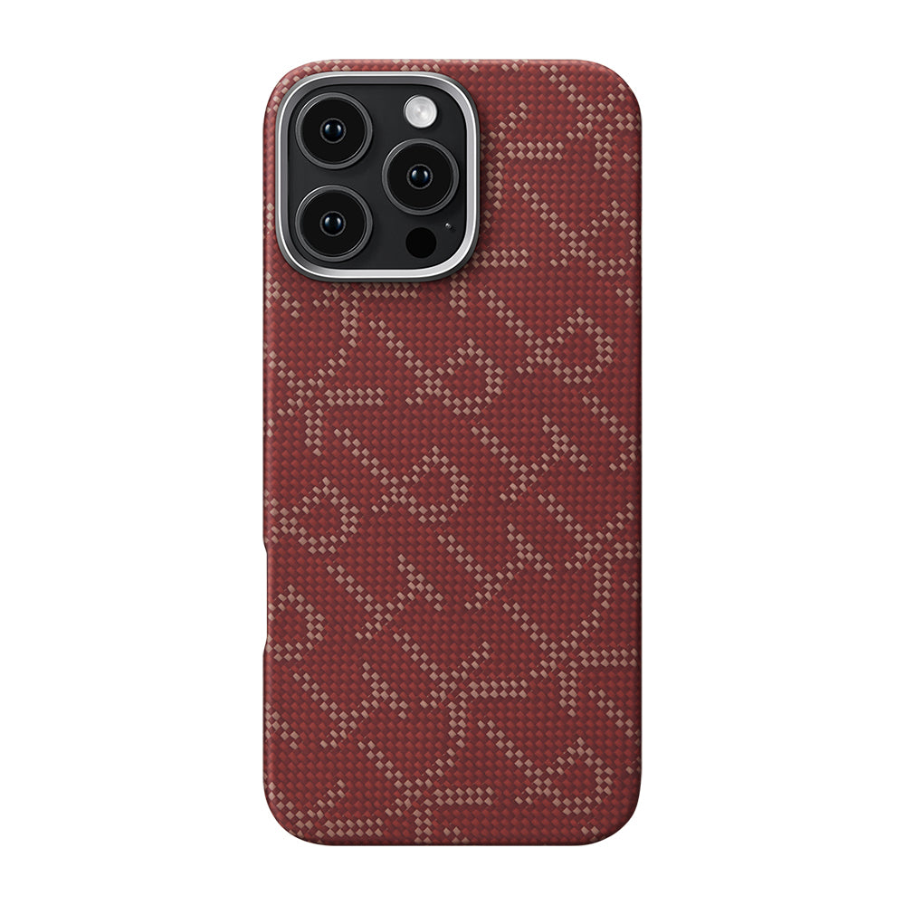 iPhone 16 Pro Max Kılıf M-safe Şarj Özellikli Aramid Karbon Fiber Pitaka Tactile Woven Monogram Serisi Kılıf