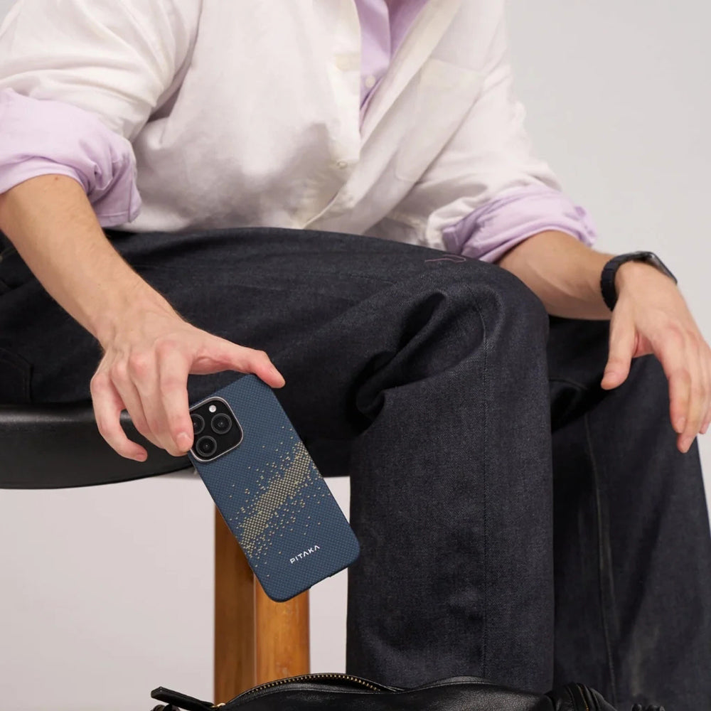 iPhone 16 Pro Max Kılıf M-safe Şarj Özellikli Aramid Fiber Pitaka Tactile Woven Starpeak Serisi Milky Way Galaxy Kılıf