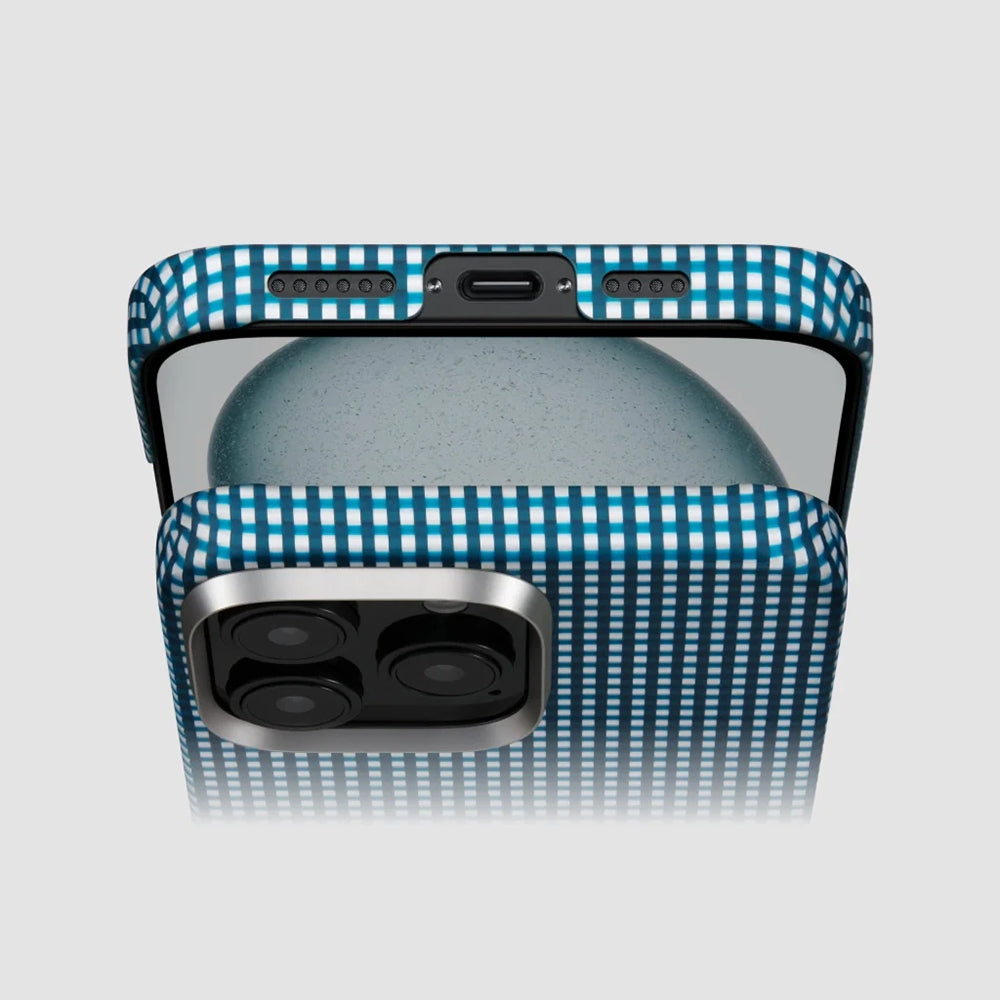 iPhone 16 Pro Max Kılıf M-safe Şarj Özellikli Aramid Fiber Pitaka Ultra-Slim Classic Serisi Ocean Blue Kılıf