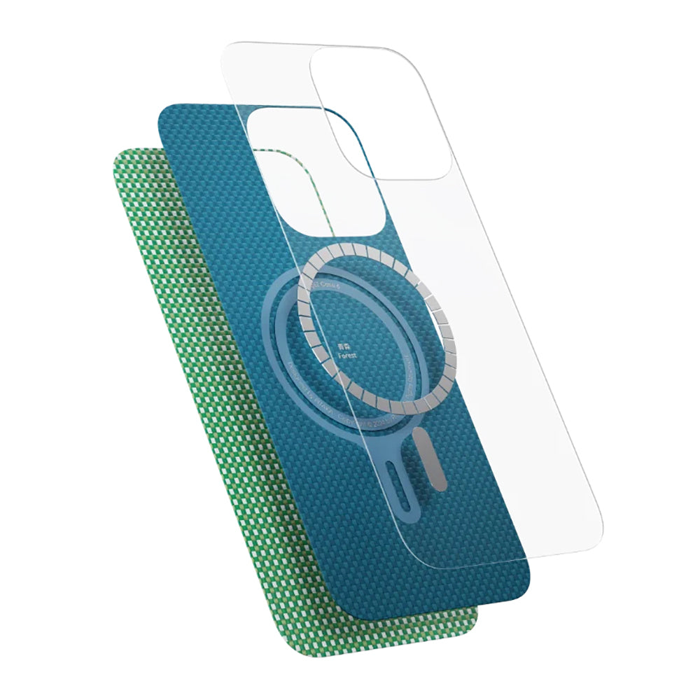 iPhone 16 Pro Max Kılıf M-safe Şarj Özellikli Aramid Karbon Fiber Pitaka Ultra-Slim Classic Serisi Ocean Blue Kılıf