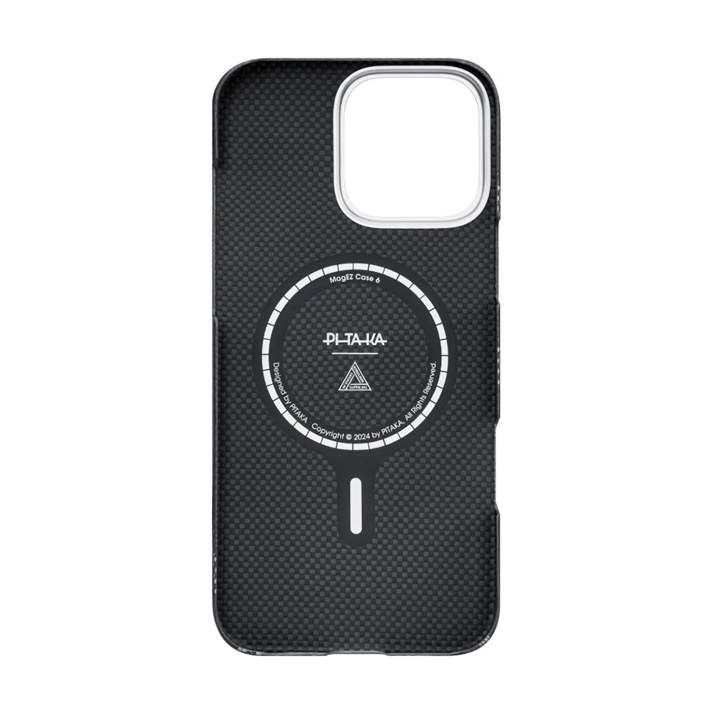iPhone 16 Pro Max Kılıf M-safe Şarj Özellikli Aramid Karbon Fiber Re-TROS Tasarımlı Pitaka Tactile Woven Rebuilding Serisi Kılıf