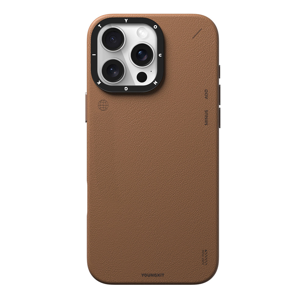 iPhone 16 Pro Max Kılıf M-safe Şarj Özellikli Basit Mat Deri Desenli Youngkit Tech Fashion Serisi Kılıf