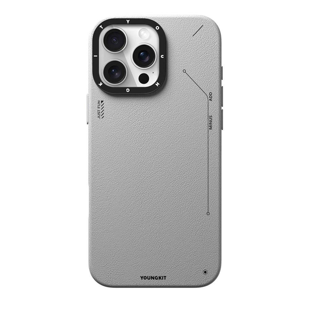 iPhone 16 Pro Max Kılıf M-safe Şarj Özellikli Basit Mat Deri Desenli Youngkit Tech Fashion Serisi Kılıf