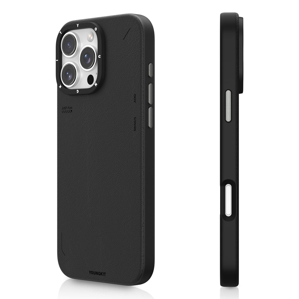 iPhone 16 Pro Max Kılıf M-safe Şarj Özellikli Basit Mat Deri Desenli Youngkit Tech Fashion Serisi Kılıf