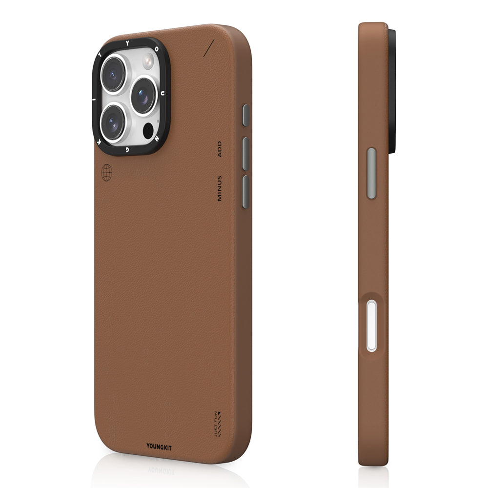 iPhone 16 Pro Max Kılıf M-safe Şarj Özellikli Basit Mat Deri Desenli Youngkit Tech Fashion Serisi Kılıf