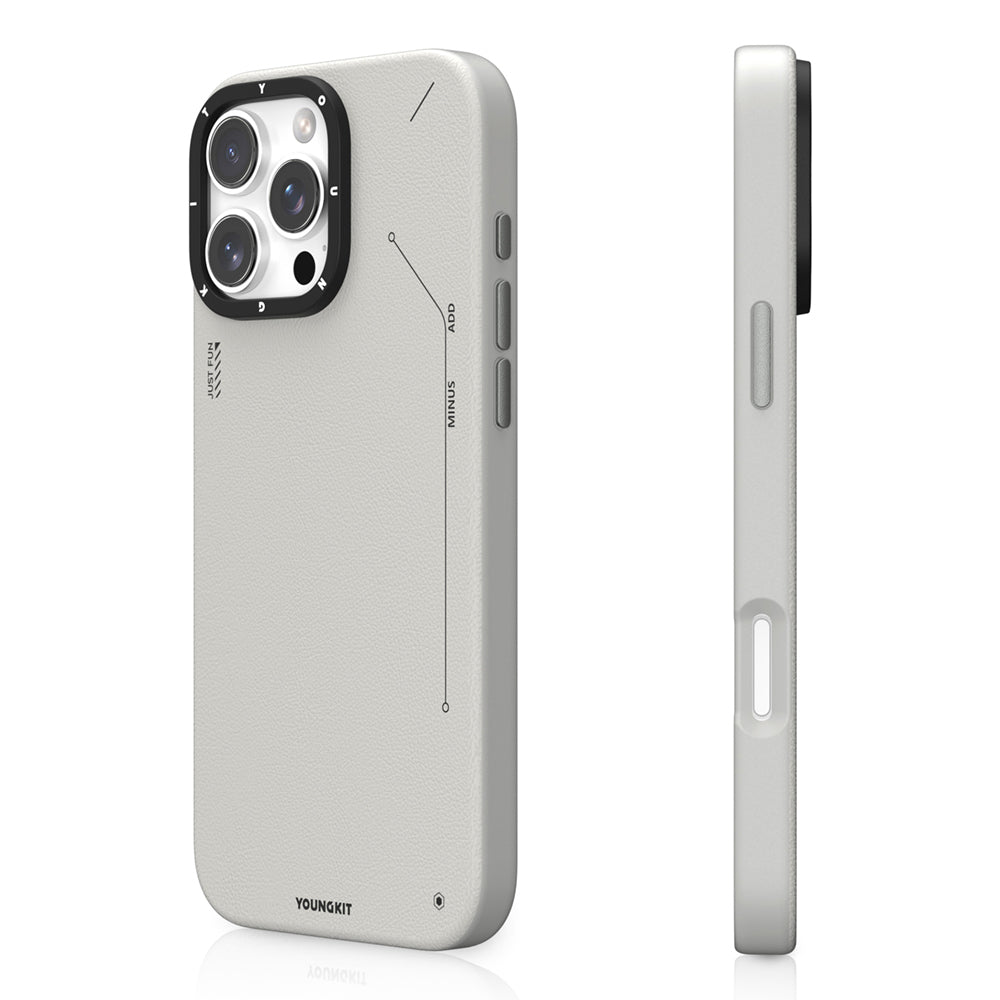 iPhone 16 Pro Max Kılıf M-safe Şarj Özellikli Basit Mat Deri Desenli Youngkit Tech Fashion Serisi Kılıf