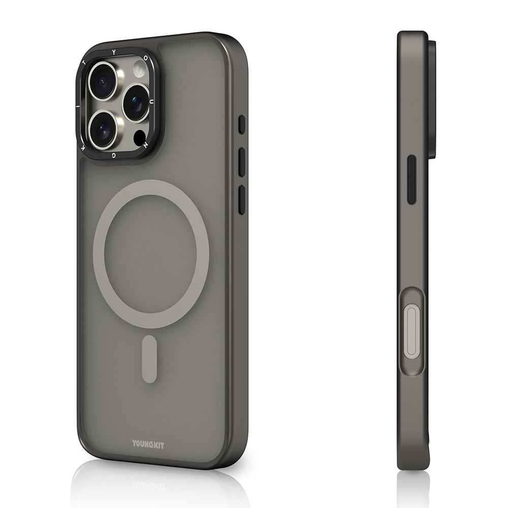 iPhone 16 Pro Max Kılıf M-safe Şarj Özellikli Cam Arka Yüzey TPU Youngkit Gemstone Serisi Kılıf