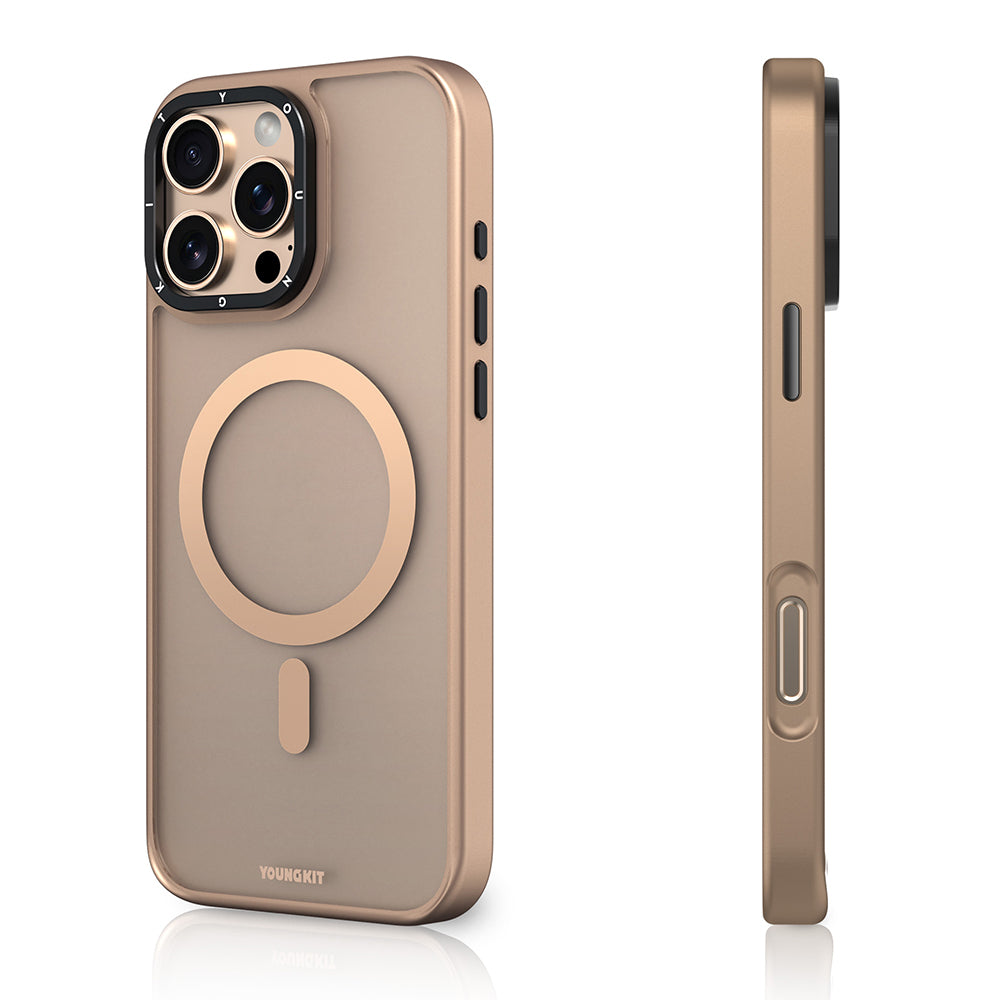 iPhone 16 Pro Max Kılıf M-safe Şarj Özellikli Cam Arka Yüzey TPU Youngkit Gemstone Serisi Kılıf