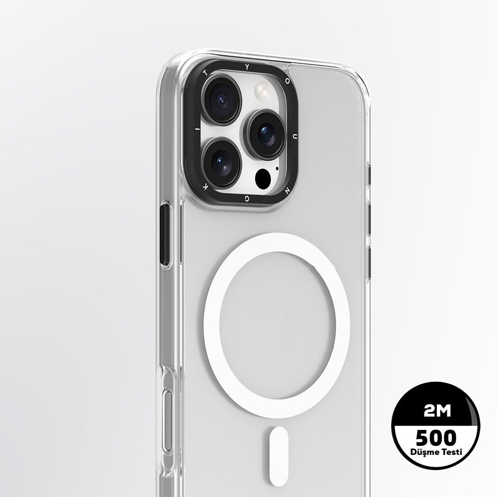 iPhone 16 Pro Max Kılıf M-safe Şarj Özellikli Cam Arka Yüzey TPU Youngkit Gemstone Serisi Kılıf