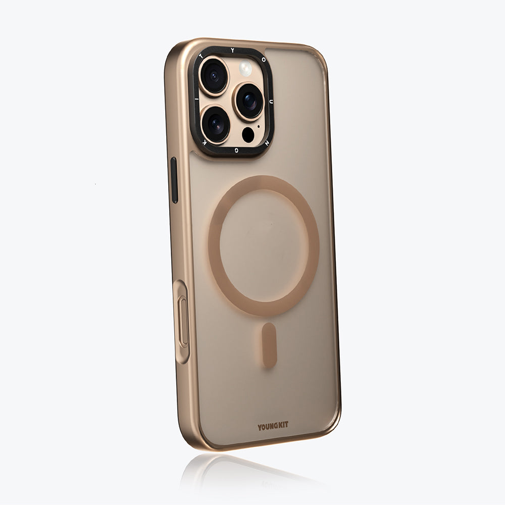iPhone 16 Pro Max Kılıf M-safe Şarj Özellikli Cam Arka Yüzey TPU Youngkit Gemstone Serisi Kılıf