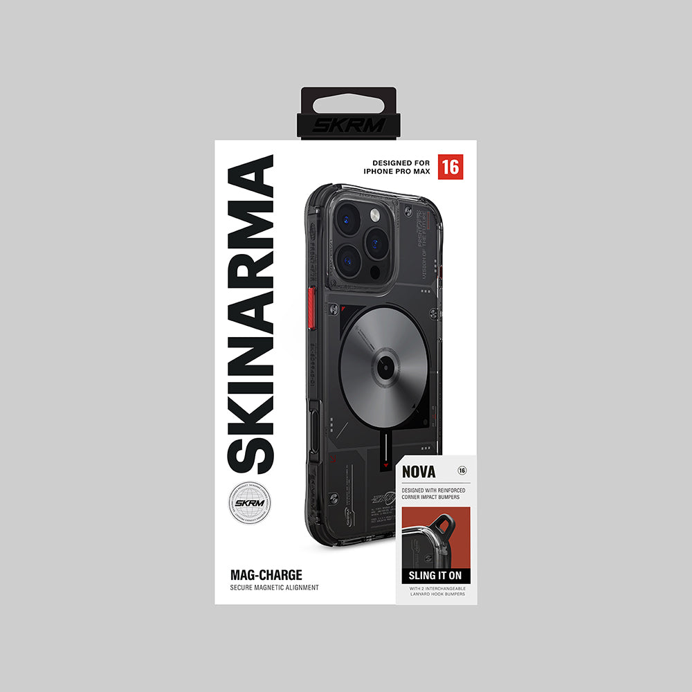 iPhone 16 Pro Max Kılıf M-safe Şarj Özellikli Disk Desenli Airbag Tasarımlı Skinarma Nova Kılıf