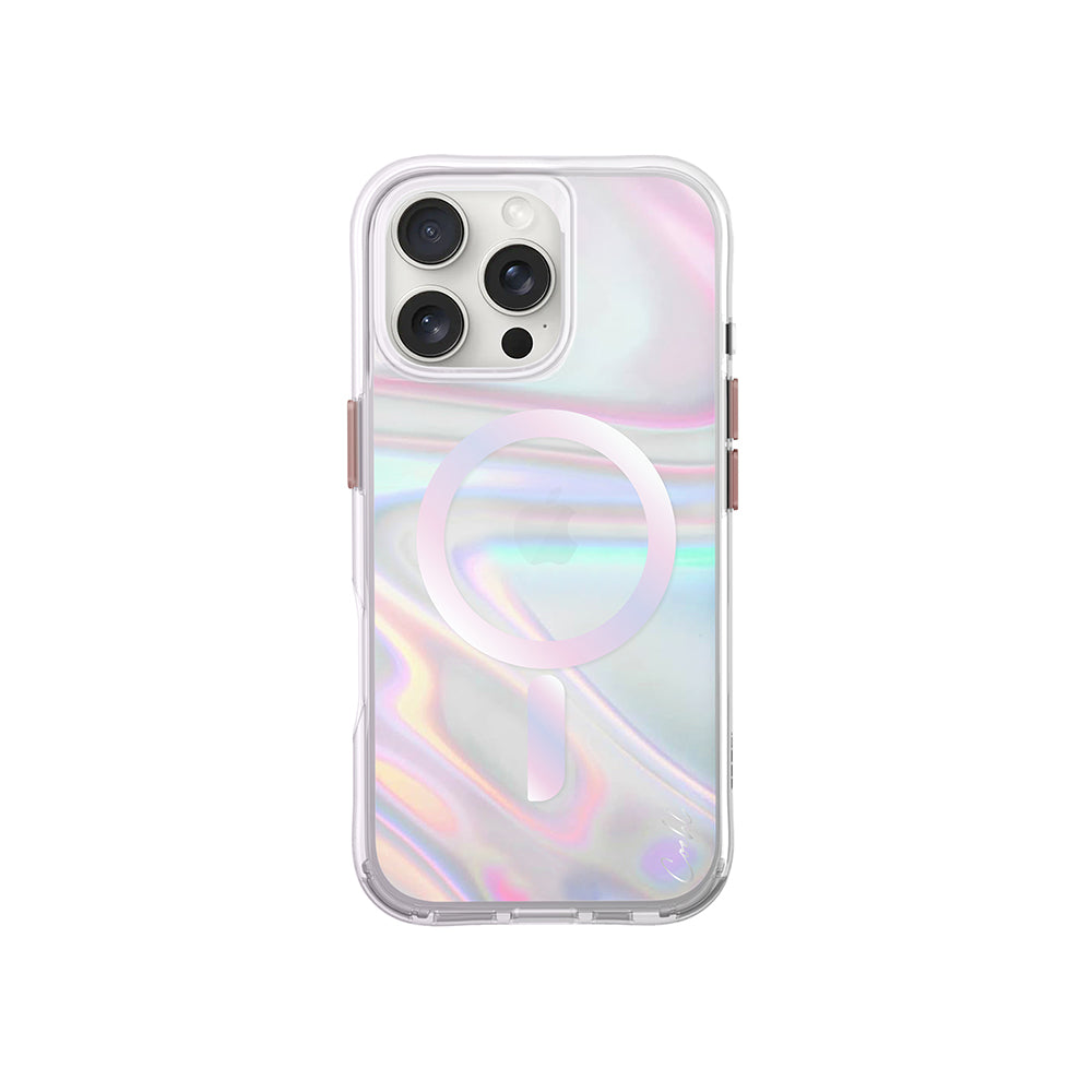 iPhone 16 Pro Max Kılıf M-safe Şarj Özellikli Holografik Şeffaf Arka Yüzey Coehl Savon Kılıf