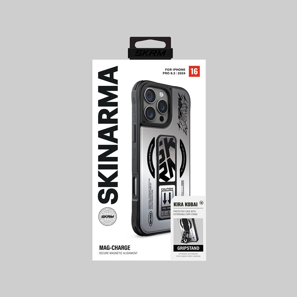 iPhone 16 Pro Max Kılıf M-safe Şarj Özellikli Holografik Tasarımlı Standlı Deri Görünümlü Skinarma Kira Kobai Kılıf
