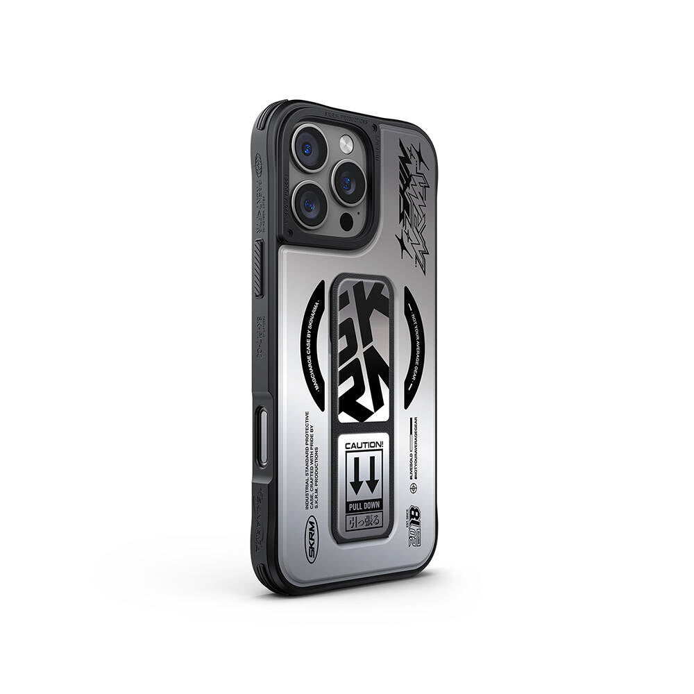 iPhone 16 Pro Max Kılıf M-safe Şarj Özellikli Holografik Tasarımlı Standlı Deri Görünümlü Skinarma Kira Kobai Kılıf