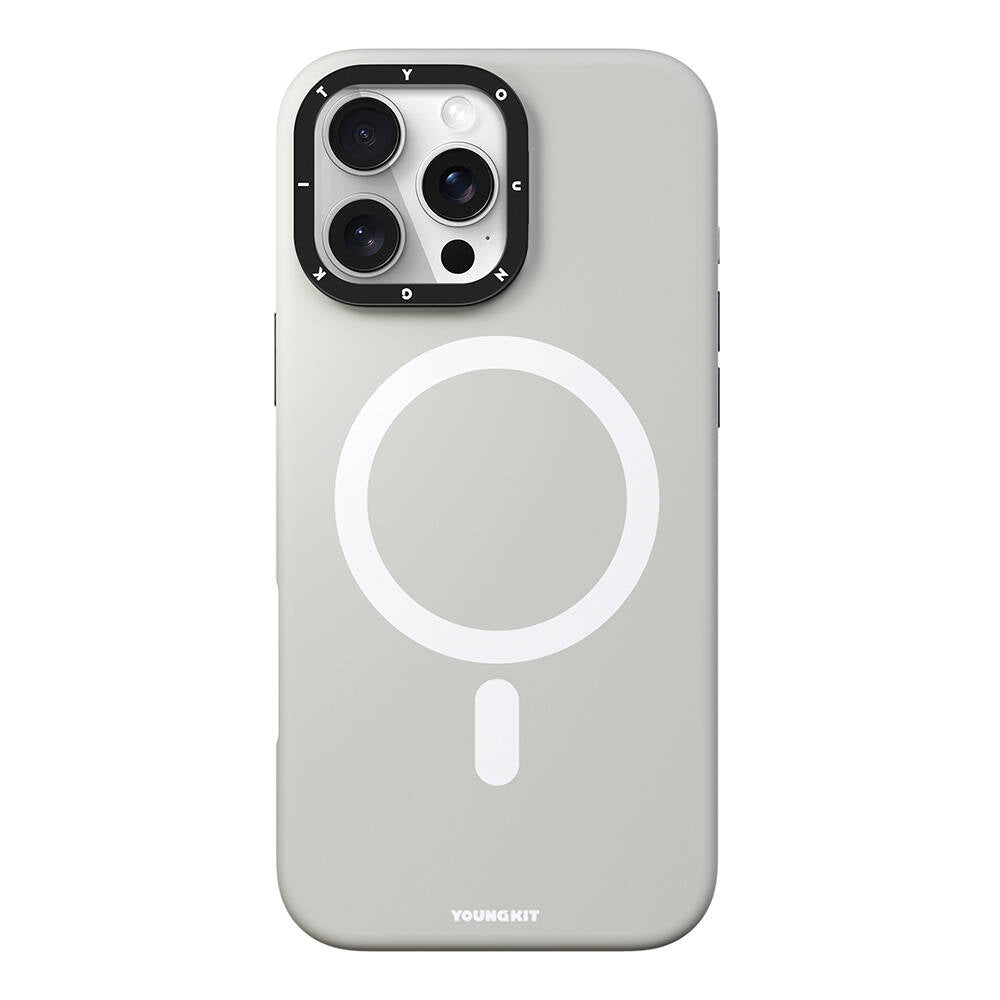 iPhone 16 Pro Max Kılıf M-safe Şarj Özellikli Kamera Standlı Youngkit Bitty Cream Kılıf