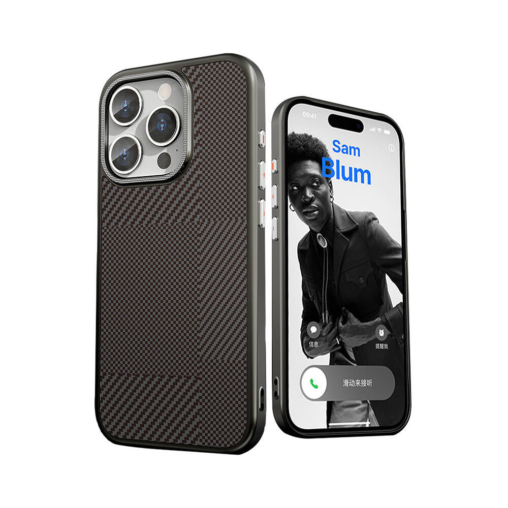 iPhone 16 Pro Max Kılıf M-safe Şarj Özellikli Karbon Fiber Desenli Mutural Montage Kılıf