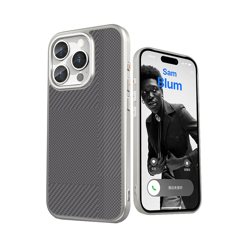 iPhone 16 Pro Max Kılıf M-safe Şarj Özellikli Karbon Fiber Desenli Mutural Montage Kılıf