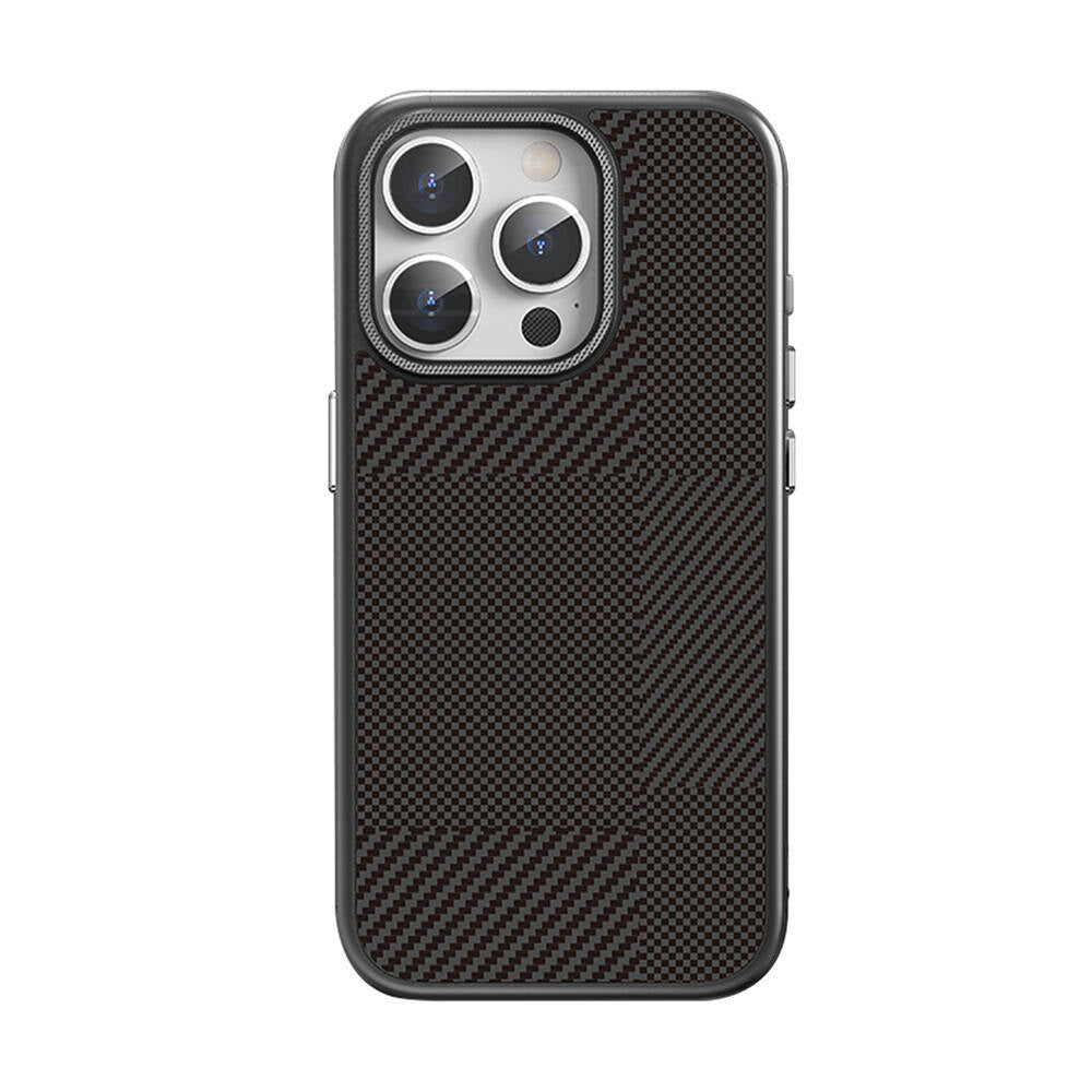 iPhone 16 Pro Max Kılıf M-safe Şarj Özellikli Karbon Fiber Desenli Mutural Montage Kılıf