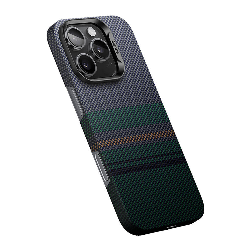 iPhone 16 Pro Max Kılıf M-safe Şarj Özellikli Karbon Fiber Tasarımlı Benks Aurora ArmorAir Kevlar Kılıf