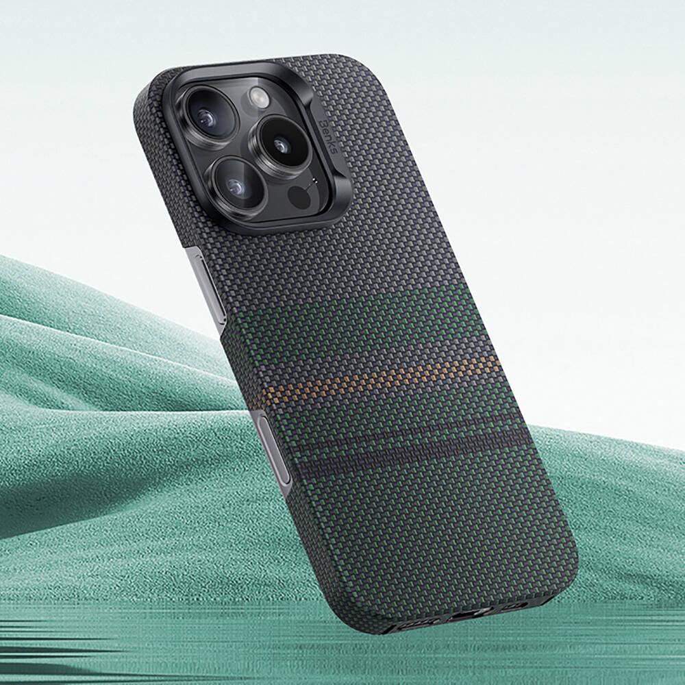iPhone 16 Pro Max Kılıf M-safe Şarj Özellikli Karbon Fiber Tasarımlı Benks Aurora ArmorAir Kevlar Kılıf