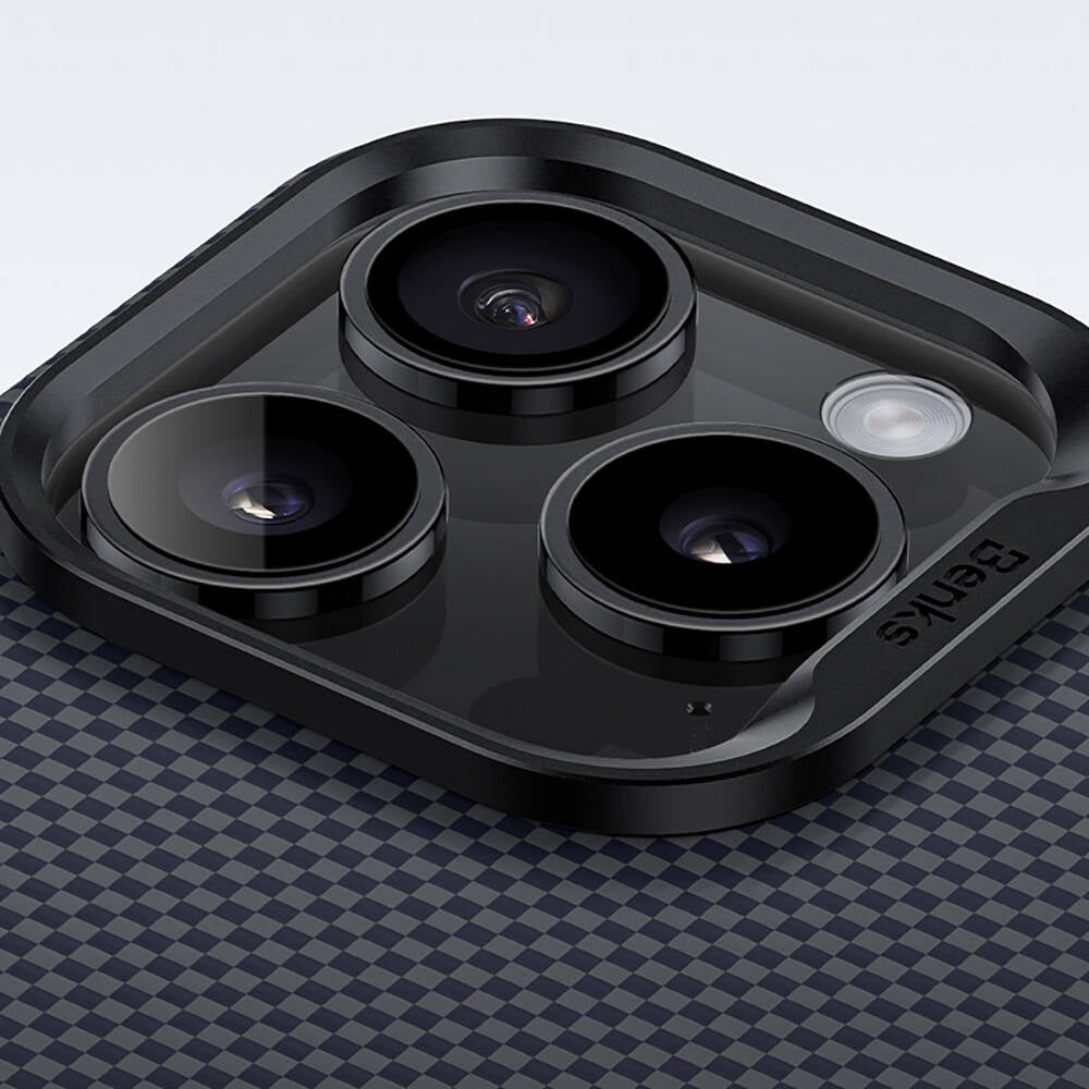 iPhone 16 Pro Max Kılıf M-safe Şarj Özellikli Karbon Fiber Tasarımlı Benks Aurora ArmorPro Kevlar Kılıf