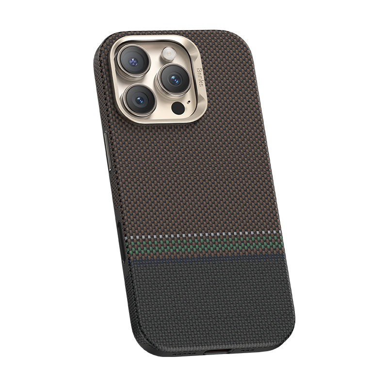 iPhone 16 Pro Max Kılıf M-safe Şarj Özellikli Karbon Fiber Tasarımlı Benks Prestige ArmorPro Kevlar Kılıf